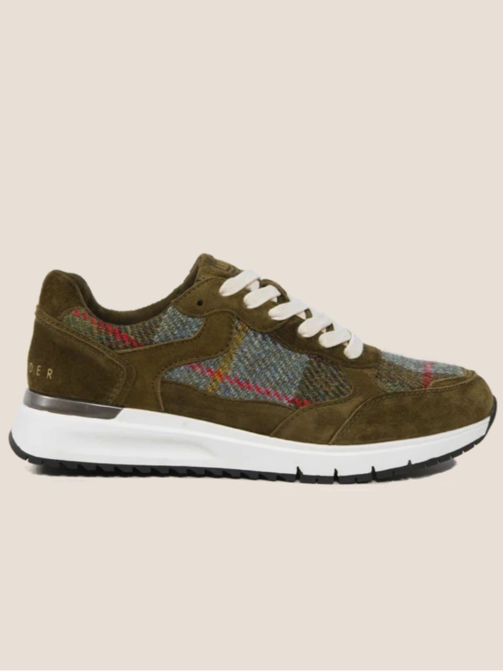 NEW Harris Tweed Islander Rosie Chestnut Blue Tartan Plaid Retro Lace Up Sneaker